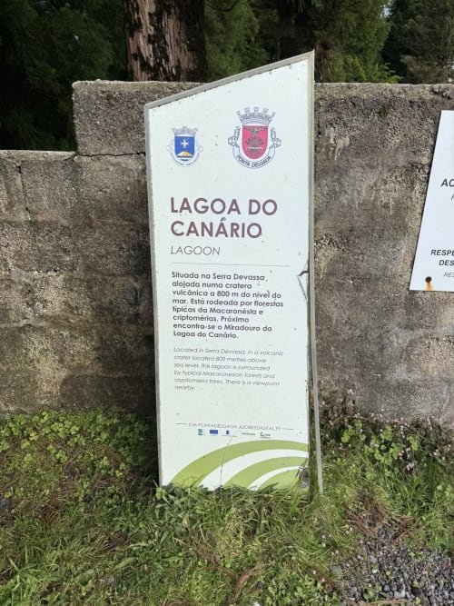 Informational sign for Lagoa do Canário lagoon in Serra Devassa, near Golden Mermaid Villa in Ribeirinha