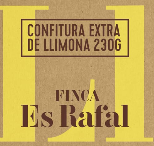 Finca es Rafal lemon jam jar label, 230g extra confiture from Montuïri, Mallorca