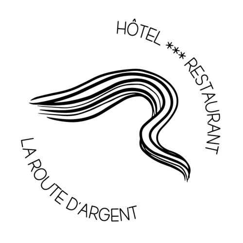 Logo de l'Hôtel*** et Restaurant La Route d'Argent avec design d'anguille stylisée, Bozouls France