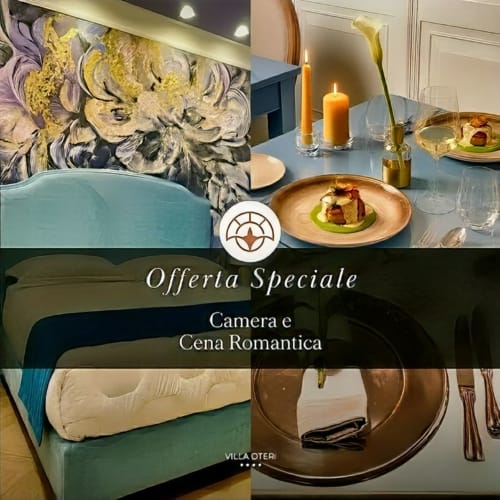 Offerta speciale Villa Oteri: pacchetto romantico con suite e cena in Bacoli, tavolo elegante e anteprima della camera