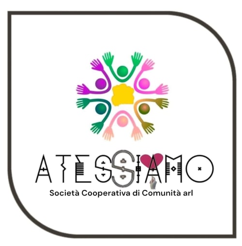 Logo della comunità cooperativa ATESSIAMO con figure colorate, Storie d'Abruzzo, Atessa Italia