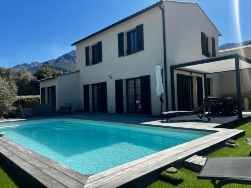 Belle villa Amanduli in Zilia with private pool, terrace, mountain views, and manicured gardens
