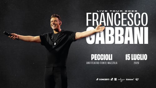 Poster del Francesco Gabbani Live Tour 2026 all'Anfiteatro Fonte Mazzola di Peccioli, 15 luglio