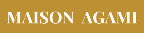 Logo de la maison d'hôtes Maison Agami en or et blanc, Rosières aux salines