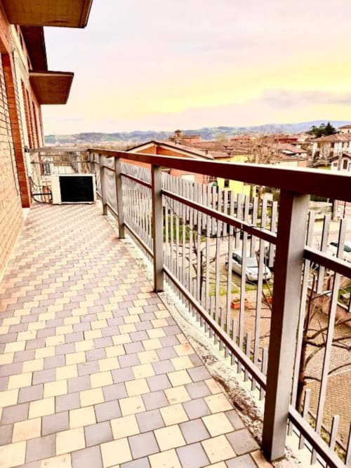 Balcony terrace of Appartamento Chiara at Hotel Il Mulino, Villalunga, with Tuscan countryside views