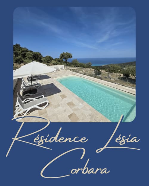 Piscine de la Résidence Lesia Corbara avec vue sur mer à L'Île-Rousse, Corse