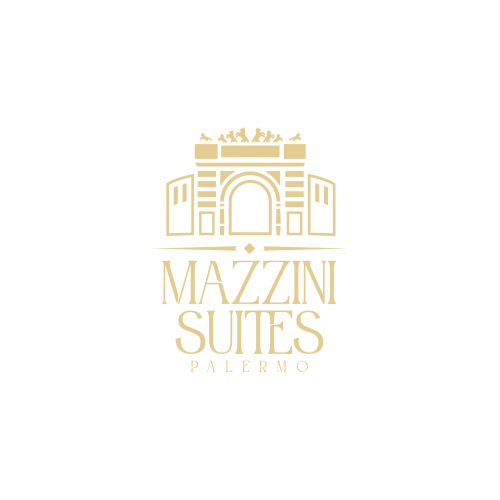 Logo di Mazzini Suites Palermo con architettura ornamentale in oro