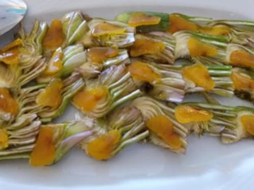 Zucchini blossoms with orange filling, Hotel Ristorante Domu Incantada, Muravera