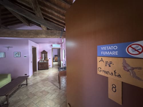 Appartamento 8 Granata entrance at Agriturismo Aggazzotti in Colombaro, rustic Italian countryside room