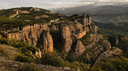 Rock formations and forest in Sant Llorenç del Munt i l’Obac Natural Park.