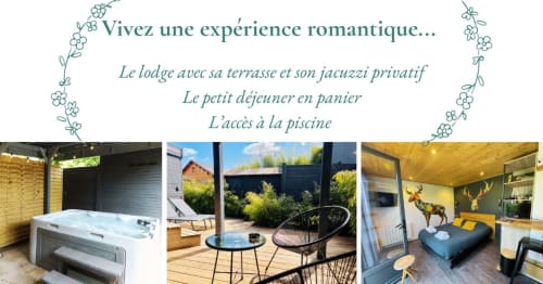 Gîtes d'Armor, séjour romantique : terrasse jacuzzi privée, petit-déjeuner en panier, chambre avec accès piscine à Tréguidel