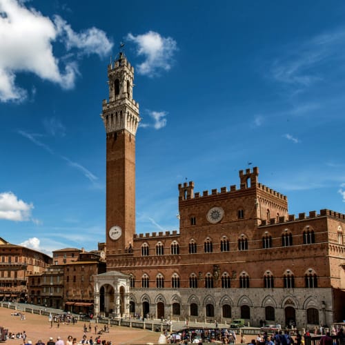 Palazzo Pubblico tower in Siena's main square, near Cavriglia accommodations