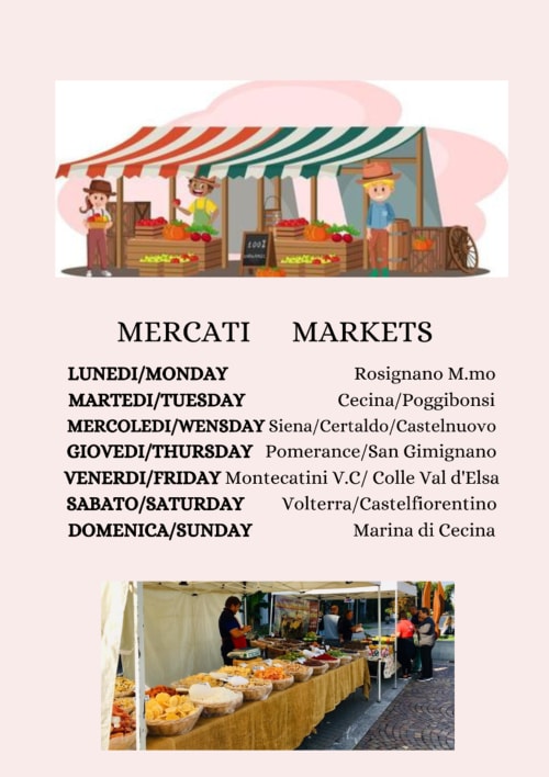 Calendario dei mercati di Montecatini Val di Cecina con orari e ubicazioni dei mercati contadini settimanali