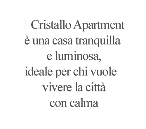 Cristallo Apartment tagline in Italian describing a tranquil and bright home ideal for living in Ravenna with calm