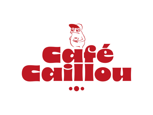 Logo Café Gaillon avec texte rouge et personnage illustré pour l'Hôtel Dune à Saint-Pierre-Quiberon
