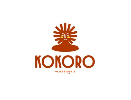 Logo Kokoro Massages con un rostro de sol estilizado, servicio de bienestar para La Conciergerie Biarritz