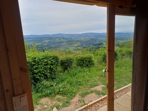 Mountain view from Douglas room at La Maison de Dun in Saint Racho, France