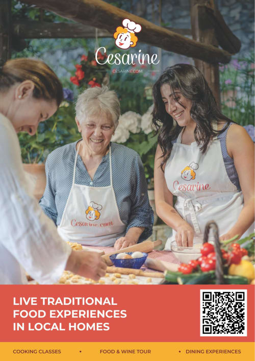 Three women enjoying a traditional cooking class at Cesarine in Gradara, Italy - local food experiences in home kitchens