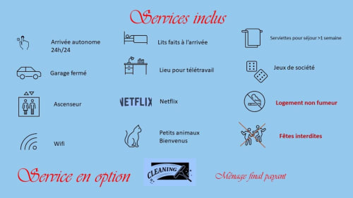 Zoppas Aix-les-Bains : accès 24h/24, garage, ascenseur, wifi, Netflix, animaux acceptés, non-fumeur, pas de fêtes