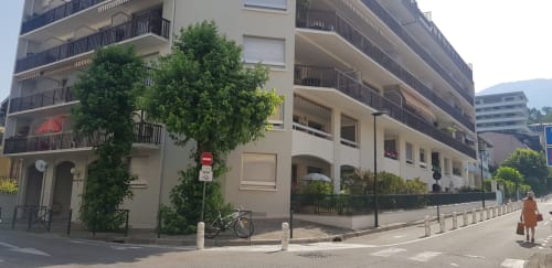 Immeuble Zoppas à Aix-les-Bains avec façade couverte de lierre, balcons et vue sur la rue