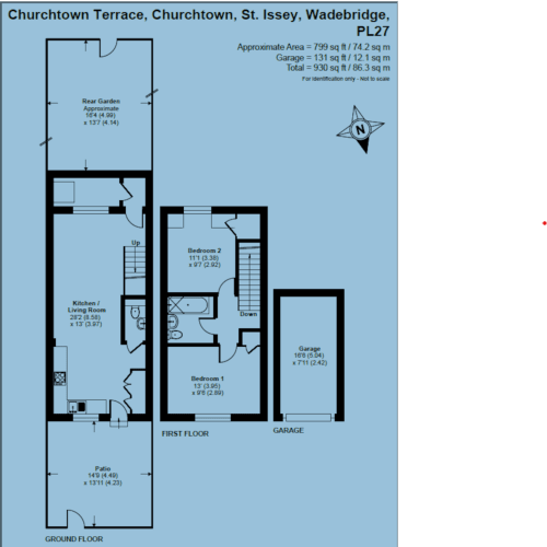 Floor plan of Churchtown Terrace, St. Issey - 2-bedroom terraced house with garage in Wadebridge