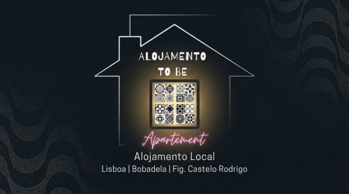 Placa de neon To be Apartments destacando azulejos portugueses, alojamento em Lisboa Bobadela