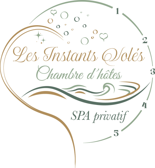 Logo de la maison d'hôtes Les Instants Volés avec design d'équipements spa à Tudeils, France