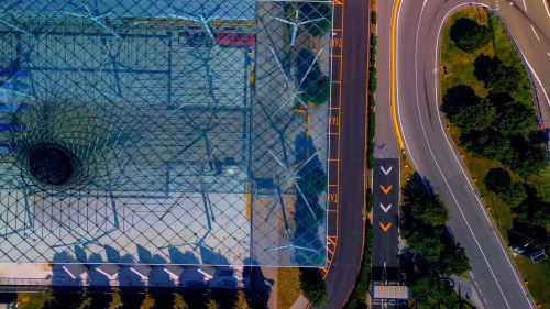 Vista aerea degli Apartments MiSaNi a Novara con piscina, parcheggio e aree verdi