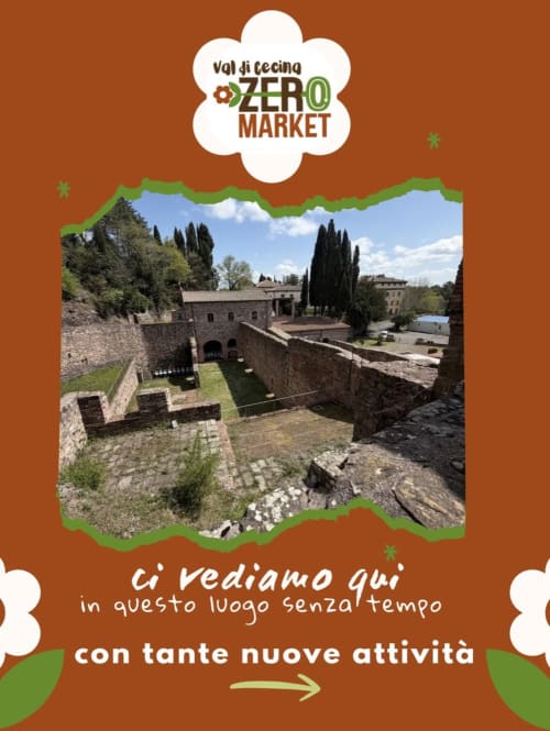 Mercato Zero Val di Cecina a I Castagnini, Montecatini - corte storica della fortezza con attività