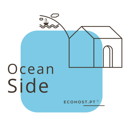 Ocean Side EcoHost hotel in Perafita with beachfront house illustration and sailing boat