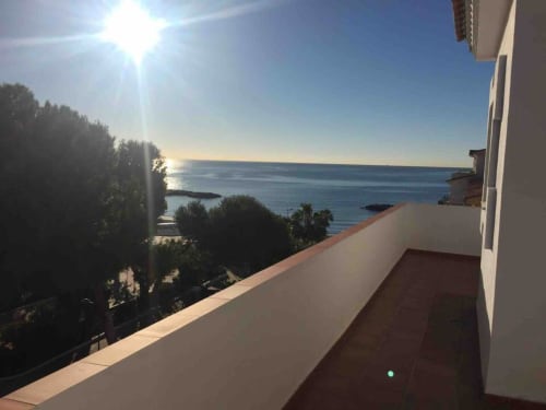 Seaview terrace at Marbella Home Rentals Puerto Banús apartment with Mediterranean views and sunny coastal landscape