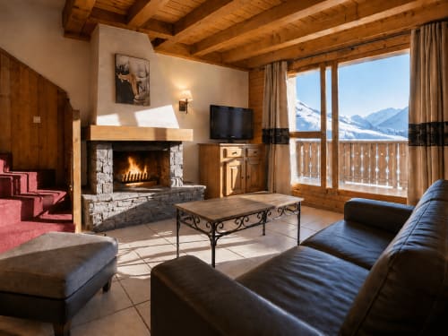 Appartement alpin de luxe avec cheminée, vues sur les montagnes et équipements modernes en Savoie