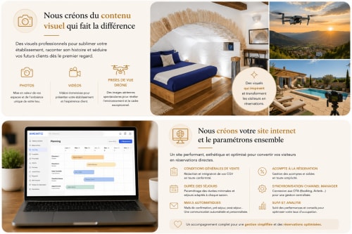 Maison Lapopie bnb services: professional photos, videos, drone shots, website creation, booking management