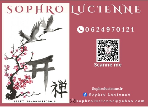 Carte de visite Sophro Lucienne au design inspiré d'Asie pour la Chambre d'hôtes La Cour d'Hortense à Sailly-Flibeaucourt