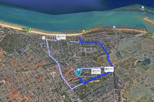 Mapa ubicación apartamento Barrosa Home en Avenida Tío Pepe cerca de la playa, Chiclana, España