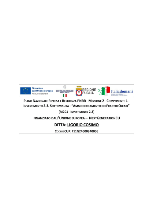Italian funding document for Fogliantica agriturismo modernization project in Ceglie Messapica, Puglia