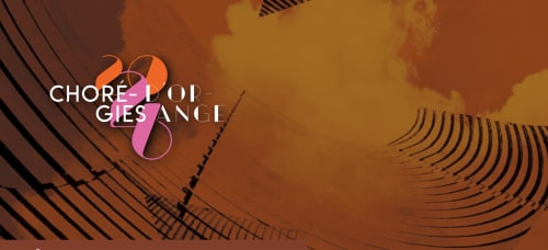 Chorégies Angl logo with warm orange abstract design and curved lines for Lou Paradou Lodge in Grillon