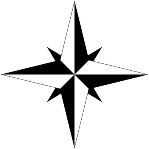 Eight-pointed star compass rose symbol for Villa Estrella Polar hotel in Tahiche