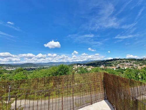 Panoramic mountain view from Apt Belvedere balcony in Villars, Luberon valley