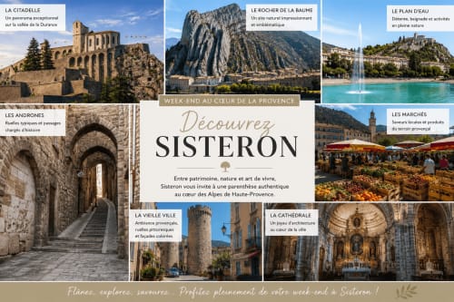 Guide touristique de Sisteron : La Citadelle, le Rocher de la Baume, marchés et cathédrale en Provence.