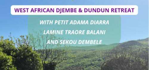 Manifesto del ritiro di Djembe e Dundun dell'Africa occidentale presso il Podere di Maggio B&B a Santa Fiora, Italia