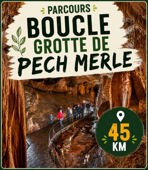 Boucle grotte de Pech Merle, sentier de randonnée 45km près de Saint-Cirq-Lapopie