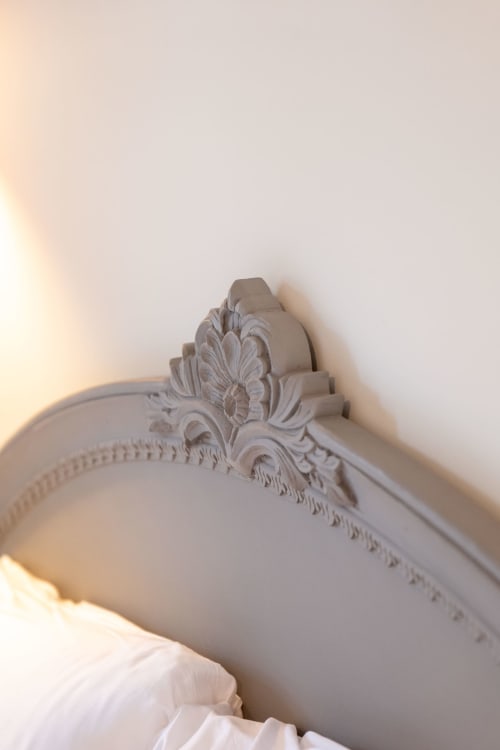 Ornate ceiling cornice detail at Mas Bella Cortis bed and breakfast in La Garde-Adhémar, France