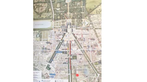 Plan de Versailles montrant l'emplacement du gîte Denis & Virginie près des quartiers Notre-Dame et Chantiers