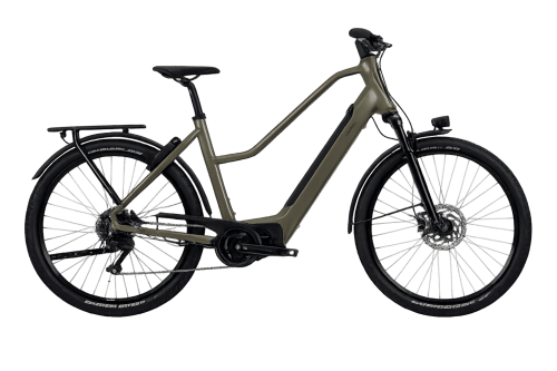 Electric utility bike with step-through frame at Maison Lapopie, Saint-Cirq-Lapopie