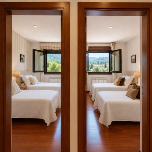 Dormitorio doble con vistas a la montaña Vila Lourido, Baiona España
