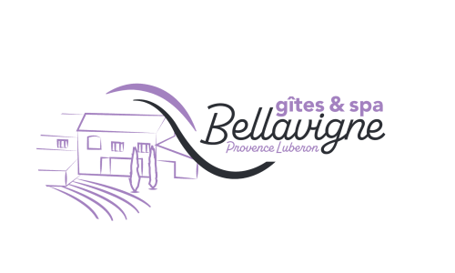 Logo Bellavigne Gîtes & Spa avec bâtisse rustique et design champêtre, Forcalquier Provence Luberon