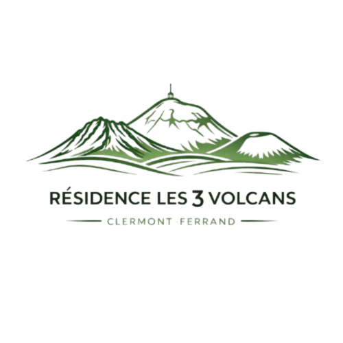 Logo Les 3 Volcans avec trois pics volcaniques verts, gîte Clermont-Ferrand