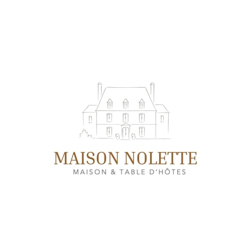 Logo du Gîte Nolette avec illustration élégante d'un manoir, Noyelles sur Mer, France