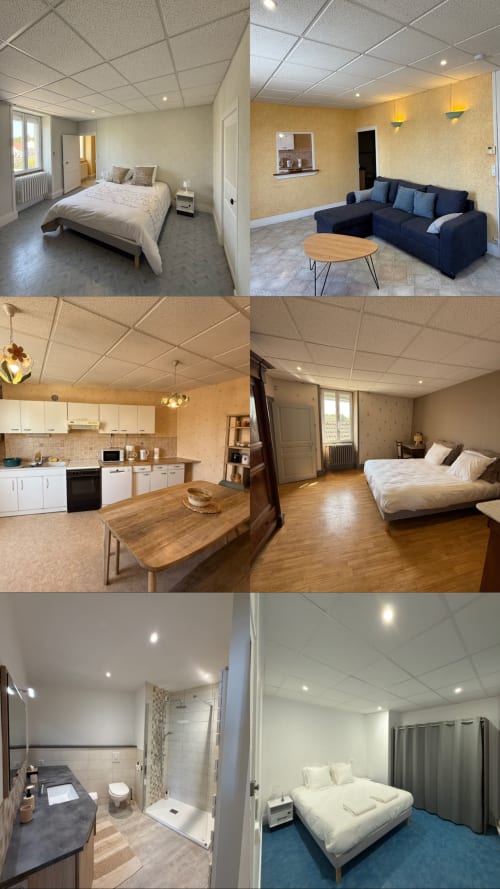 L'appartement Quai Familial à la Maison Verneuil à Paray-le-Monial propose des chambres, un séjour avec canapé, une cuisine